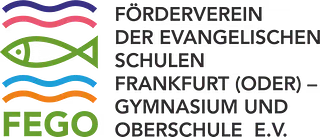 Logo mit stilisierten Wellenlinien in verschiedenen Farben und dem Schriftzug 'FEGO'